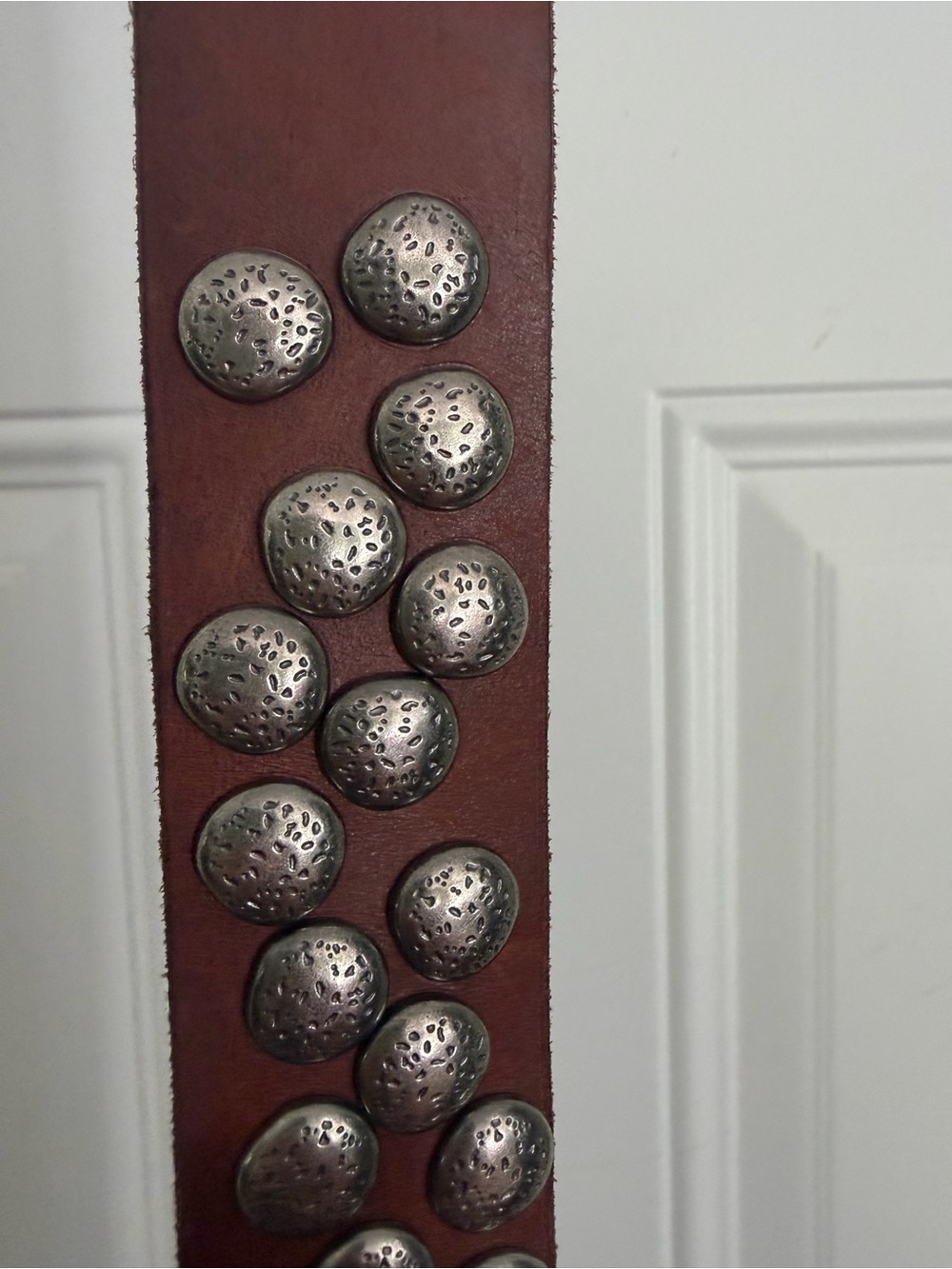 Bed Stu Brown Leather Studded Belt with Silver Accents - Picture 2 of 5
